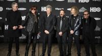 2018, USA, Cleveland: Mitglieder der Musikband Bon Jovi nehmen an der 