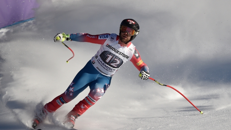 Travis Ganong aus den USA in Aktion am 27.01.2017 bei der Abfahrt der Herren auf der Kandahar in Garmisch-Partenkirchen (Bayern). Das abgesagte Lauberhorn-Rennen von Wengen wird in Garmisch-Partenkirchen nachgeholt.