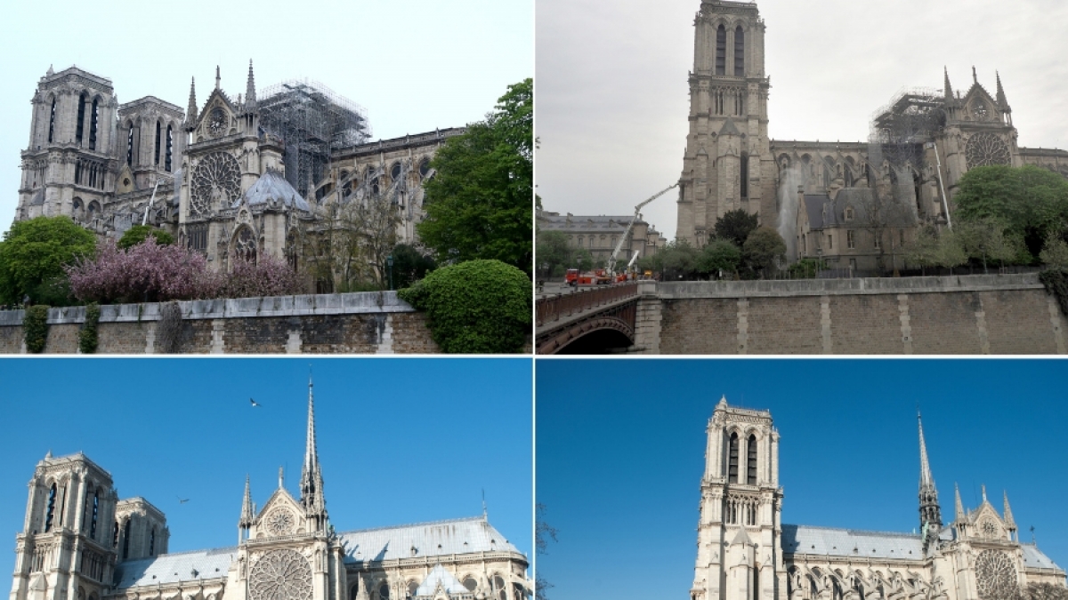 Vorher-Nachher-Fotos von Notre-Dame zeigen das Ausma&szlig; der Feuer-Katastrophe. (Foto)
