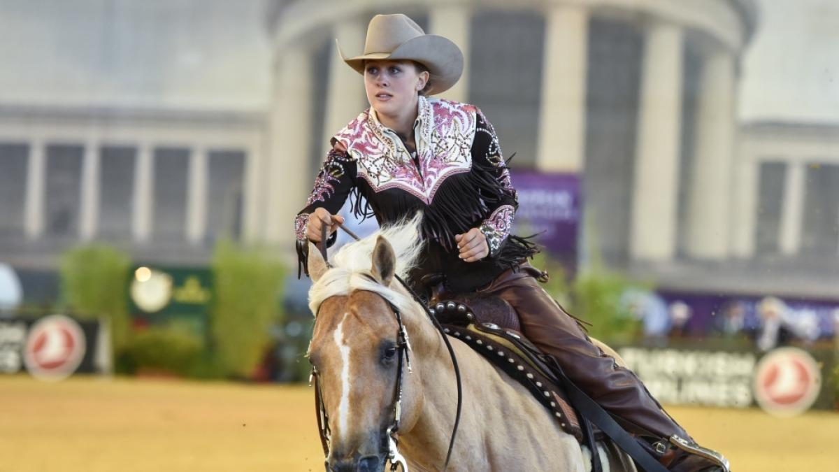 Die alte Aufnahme zeigt Gina Schumacher im Jahr 2015 bei den&nbsp;FEI European Championships in Aachen. (Foto)