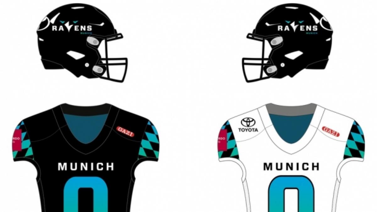 Uniform of the Munich Ravens football team in 2024. (Foto)