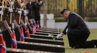 Der nordkoreanische Machthaber Kim Jong-un während der Einweihungszeremonie des Museums für militärische Auslandsoperationen und Kampferfolge in Pjöngjang.