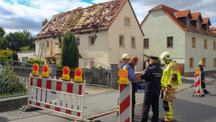 In diesem Haus in Weinböhla hat es eine Explosion gegeben.