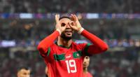 Marokkos Youssef En-Nesyri jubelt nach seinem Tor im Viertelfinale gegen Portugal.