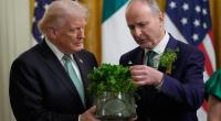 Während der irische Regierungschef Micheal Martin grünen Klee zum St. Patrick's Day zurechtzupft, sind alle Augen auf Donald Trumps Handrücken gerichtet, der mit einer dicken Schicht Make-up von Blutergüssen ablenken soll.