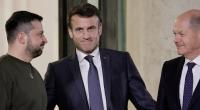 Emmanuel Macron und Olaf Scholz (r.) wollen angeblich Wolodymyr Selenskyj von Friedensverhandlungen überzeugen.