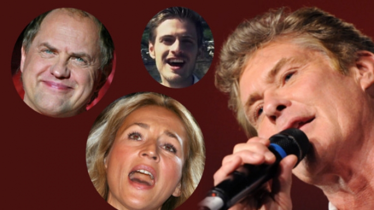 Uwe Ochsenknecht, Caroline Beil, David Hasselhoff und Jörn Schlönvoigt singen - mehr schlecht als recht.