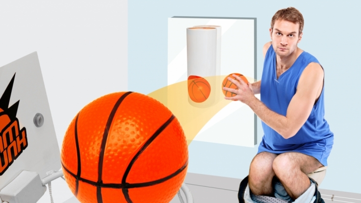 Mit dem Klobasketball-Set kommt auf dem stillen Örtchen garantiert keine Langeweile mehr auf.