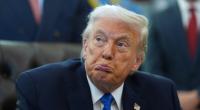 Aktivisten projizierten ein Video an eine Hauswand, in dem auch Trump mit den Epstein-Akten in Verbindung gebracht wird.