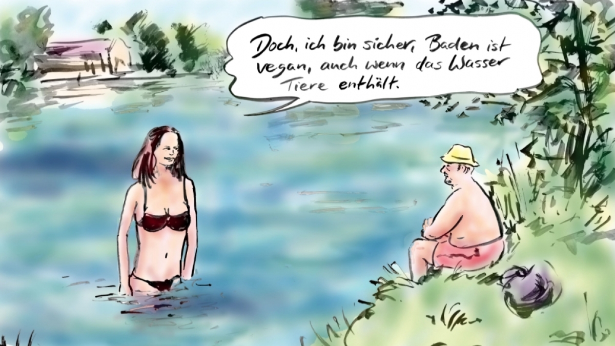 Baden im See ist &uuml;brigens vegan und dass obwohl Tiere enthalten sind. (Foto)