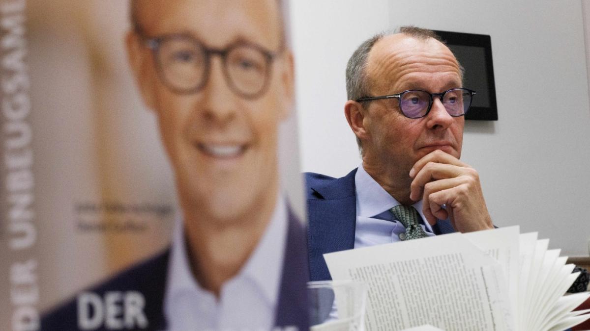 Friedrich Merz bei der Pr&auml;sentation von "Der Unbeugsame". Er hat bereits selbst auch mehrere B&uuml;cher herausgebracht. (Foto)