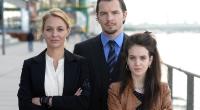 Julia Thurnau mit ihren Schauspielkollegen Felix Klare und Lilli Zahavi beim Dreh des ARD-Fernsehfilms 