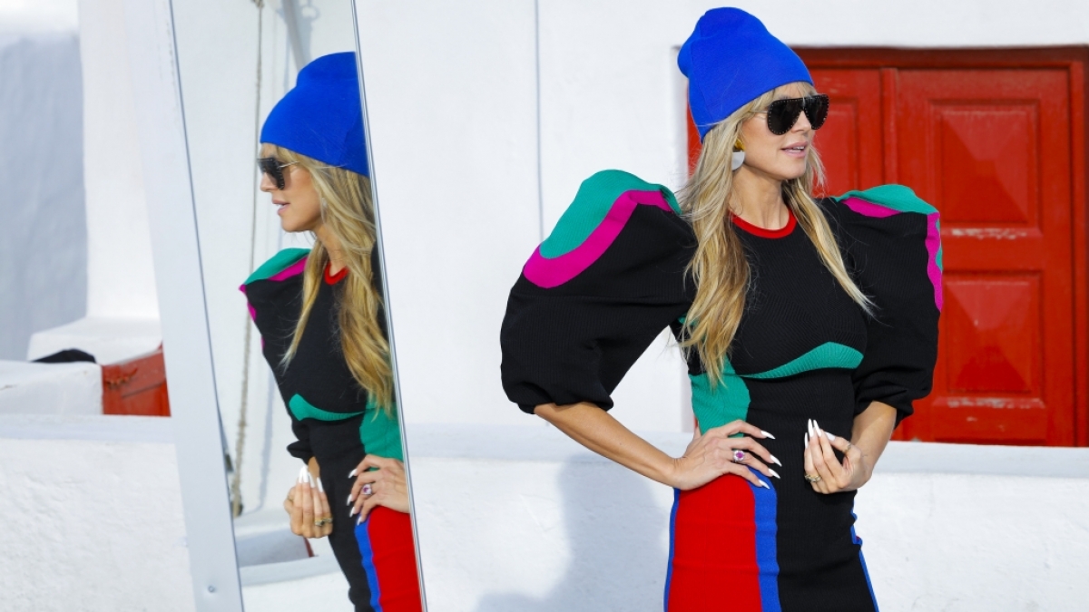 Heidi Klum w&auml;hrend der GNTM-Dreharbeiten auf Mykonos. (Foto)