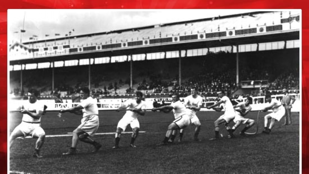 Tauziehen 1908 London (Foto)