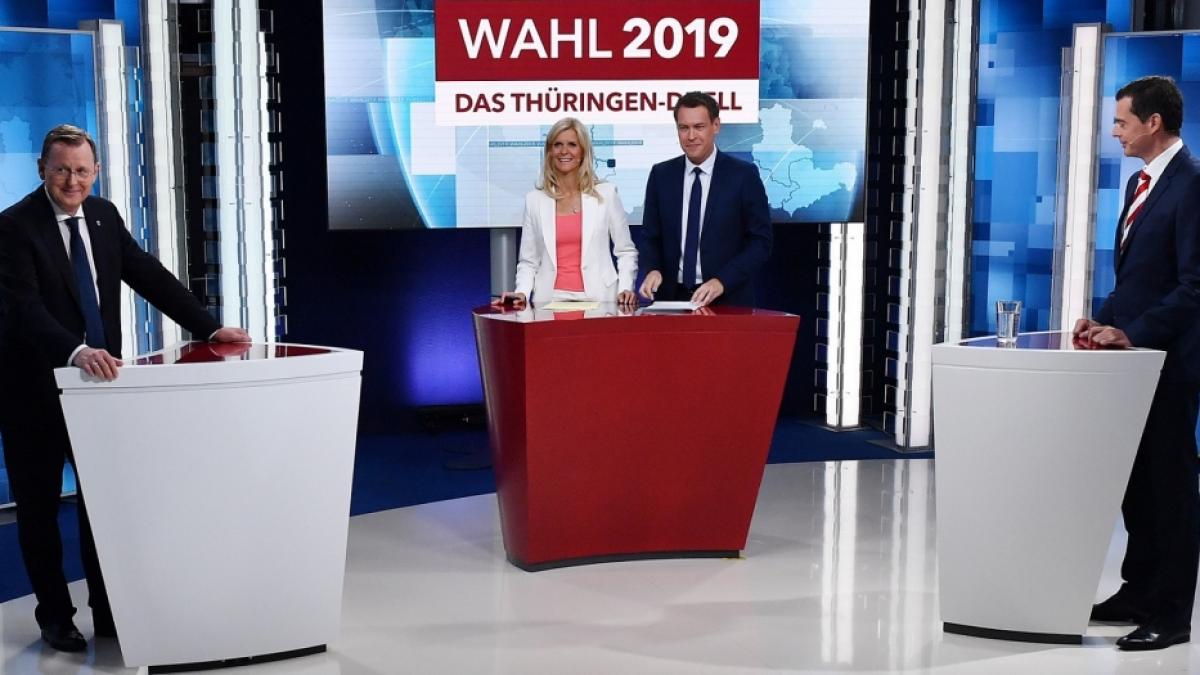 Susann Reichenbach moderierte gemeinsam mit ihrem Kollegen Gunnar Breske das "Th&uuml;ringen-Duell" vor der Landtagswahl 2019. (Foto)