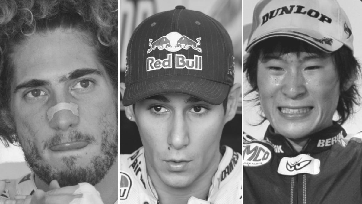 Sie alle starben nach schweren Unf&auml;llen im Motorsport: Marco Simoncelli, Luis Salom und&nbsp;Shoya Tomizawa. (Foto)