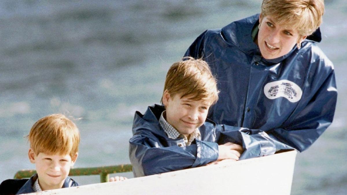 Prinzessin Diana und ihre S&ouml;hne Prinz Harry (li.) und Prinz William bei einem Ausflug zu den Niagaraf&auml;llen in den USA. (Foto)