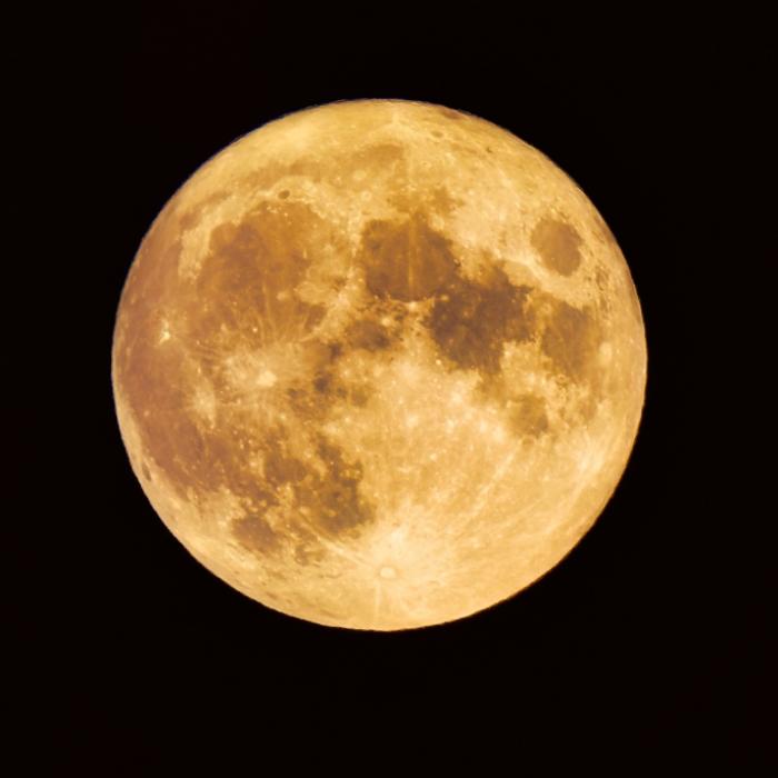 Der September-Vollmond leuchtet als Herbstmond am Himmel.