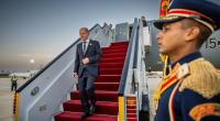 Kanzler Olaf Scholz bei der Ankunft in Ägypten.