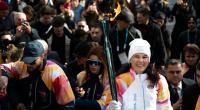 Annalena Baerbock, Präsidentin der UN-Vollversammlung und ehemalige Bundesaußenministerin, beim olympischen Fackellauf.