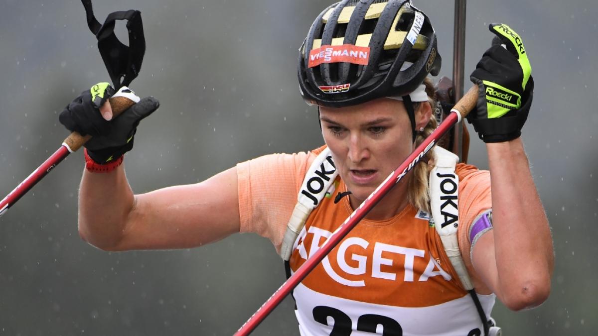Biathletin Herrmann holt bei der Sommer-WM Silber im Massenstart. (Foto)
