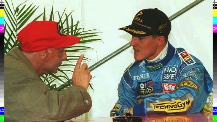 Michael Schumacher und Niki Lauda im Gespräch.