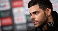 Kevin Volland bei einer Pressekonferenz vor dem Europa-League-Spiel FK Krasnodar - Bayer Leverkusen (2019).