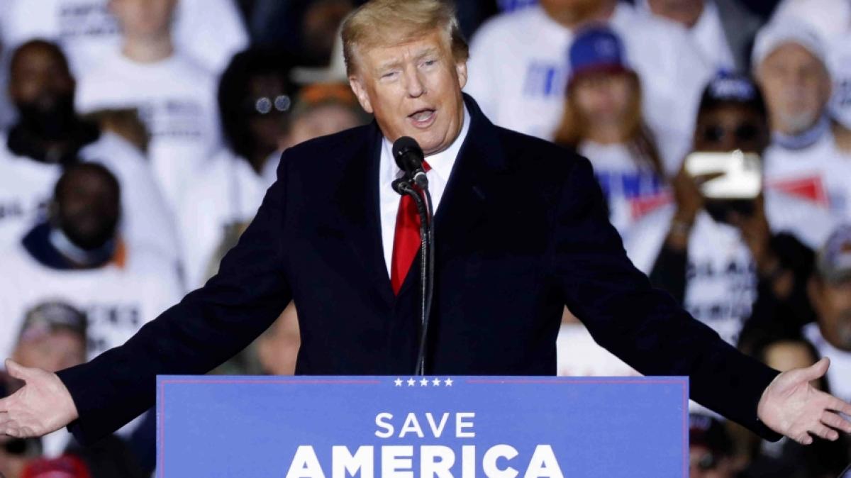Donald Trump w&auml;hrend seiner Kundgebung in Texas. (Foto)