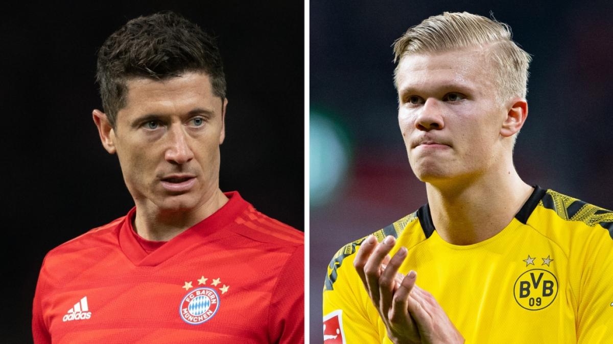 Beim Liga-Kracher Borussia Dortmund gegen Bayern M&uuml;nchen treffen auch die beiden Super-St&uuml;rmer Robert Lewandowksi und Erling Haaland aufeinander. (Foto)