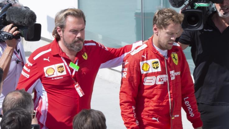 Ferrari-Pilot Sebastian Vettel steht die Enttäuschung über die Niederlage beim Großen Preis von Kanada ins Gesicht geschrieben.