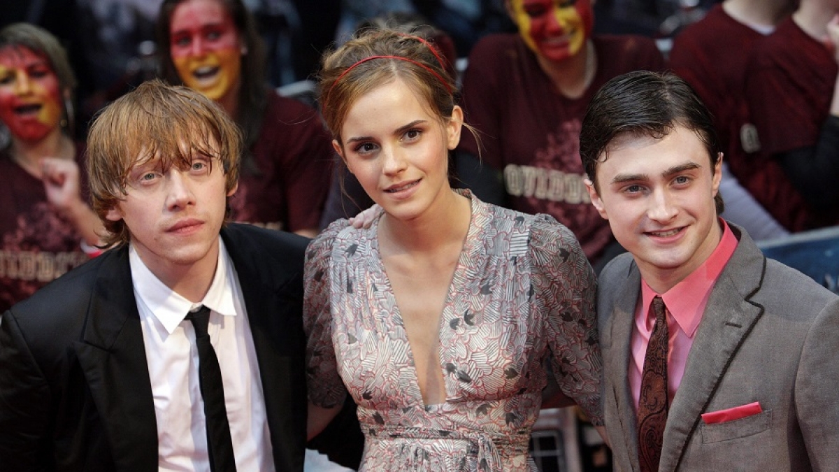 Die Harry-Potter-Hauptdarsteller (l-r) Daniel Radcliffe, Emma Watson und Rupert Grint. (Foto)