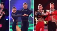 Die Tanzpaare Valentina Pahde und Valentin Lusin, Rurik Gislason und Renata Lusin und Nicolas Puschmann und Vadim Garbuzov (v.l.n.r.) stehen im Finale der RTL-Tanzshow 